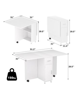 Folding Dining Table with Drawers and Cabinets