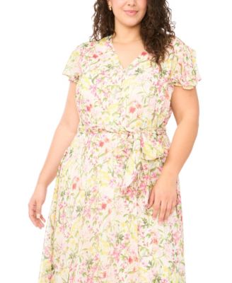 Plus Size V-Neck Short-Sleeve Midi Dress