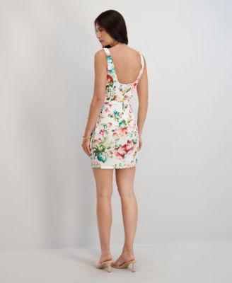 Women's Printed Square Neck Short Dress