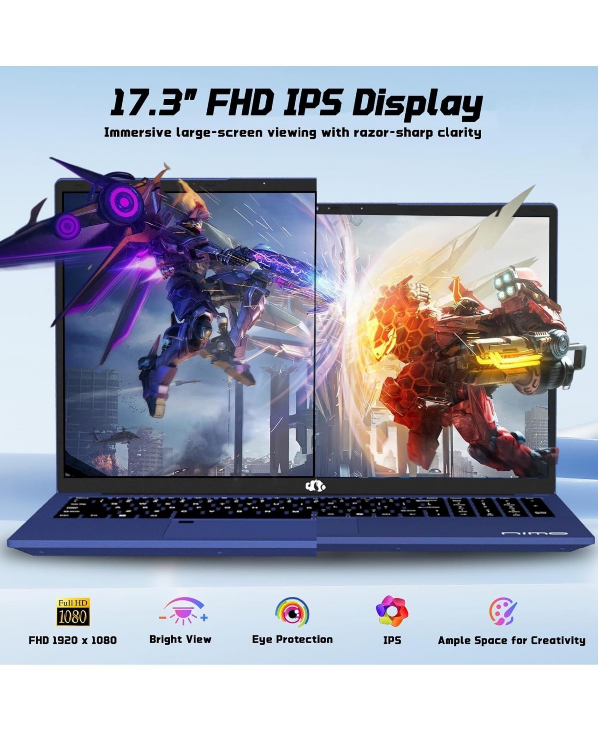 Nimo 17.3" Ips Fhd-Student-Laptop- 16GB Ram 512GB Ssd, Intel Pentium 4 Cores N100(Beat i3-1115G4, Up to 3.4GHz) Computer