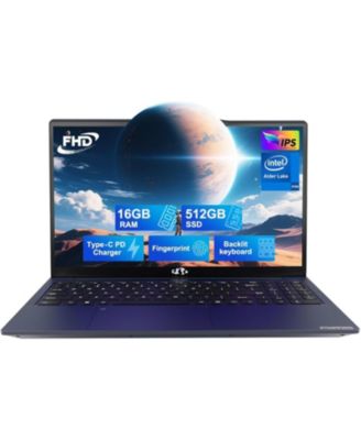 15.6" Laptop Intel Pentium Processor N100 16GB RAM 512GB SSD 3.4GHz Backlit Keyboard- Fingerprint WiFi 6 Win 11