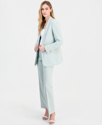 Women's Shawl-Collar Open-Front Jacket & Pull-On Straight-Leg Pants