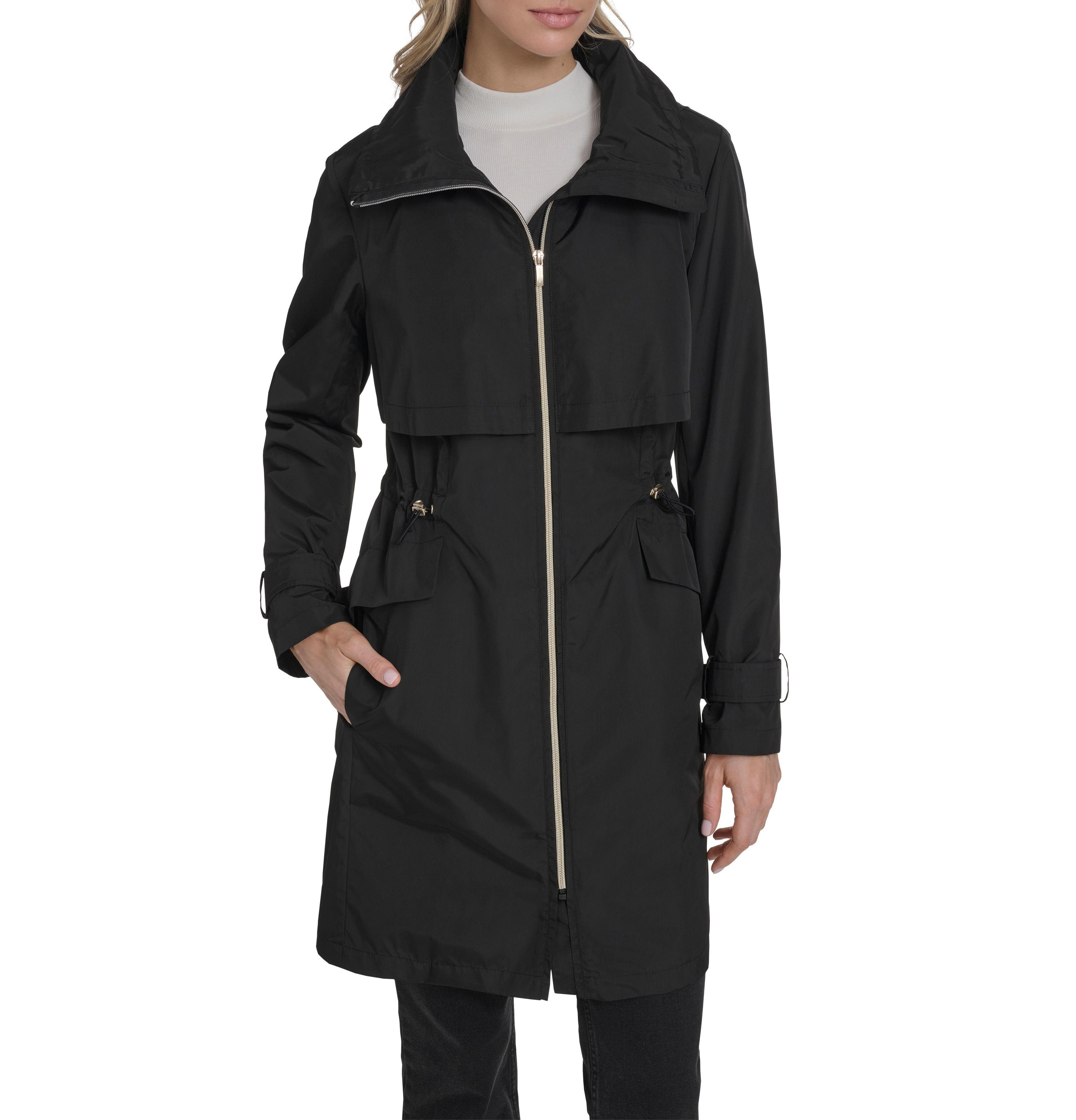 Cole Haan Signature Women's Zip Up Trench Coat With Stow Away Hood