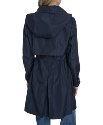 Women's Zip Up Trench Coat With Stow Away Hood