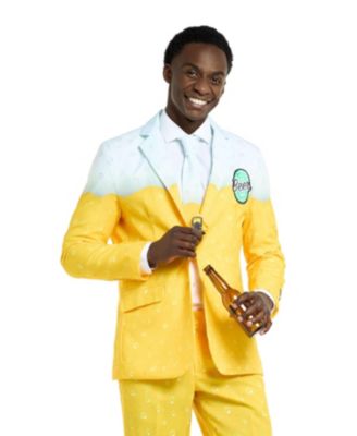 Men's Beer Suit - With Bottle Opener Tie Slim Fit - Yellow