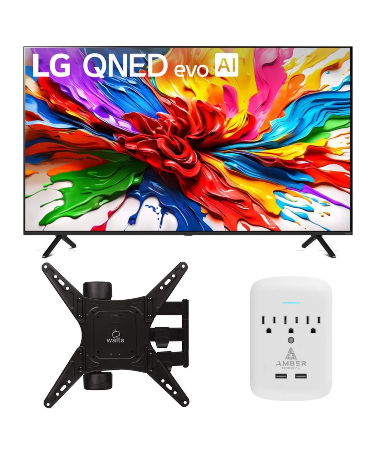 Lg 65QNED92AUA 65 Inch 4K QNED Mini Led evo Ai Smart Tv with a Medium Full Motion Mount and 3-outlet-surge (2025)