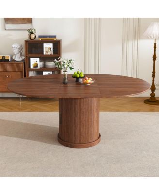 59" Extendable Oval Dining Table with 2-Tier Storage