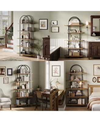 71" 5-Tier Metal Collapsible Bookshelf, Portable Freestanding Storage Bookcase