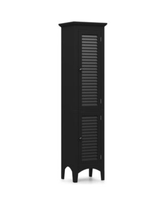 Tall Bathroom Storage Cabinet, Shutter Doors, Adjustable Shelf, Freestanding