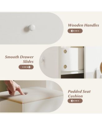 Vanity Desk and Stool Set with Lighted Mirror, Makeup Dressing Table