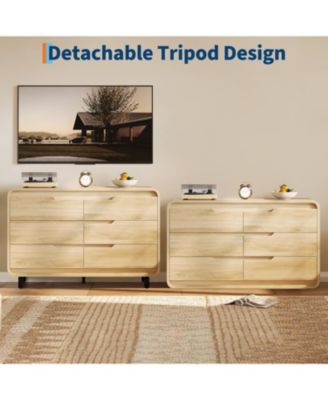 6 Drawers Dresser for Bedroom, 47" Wide Modern Wooden Clothes Dresser with Large Wood Storage, Chest of Drawers for Living Room.