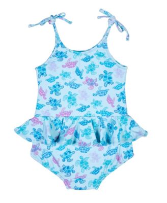 Toddler Girls Turtle Print Skirted Swimsuit