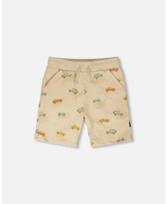 Toddler Boys French Terry Shorts Beige Jeep Print - Toddler|Child