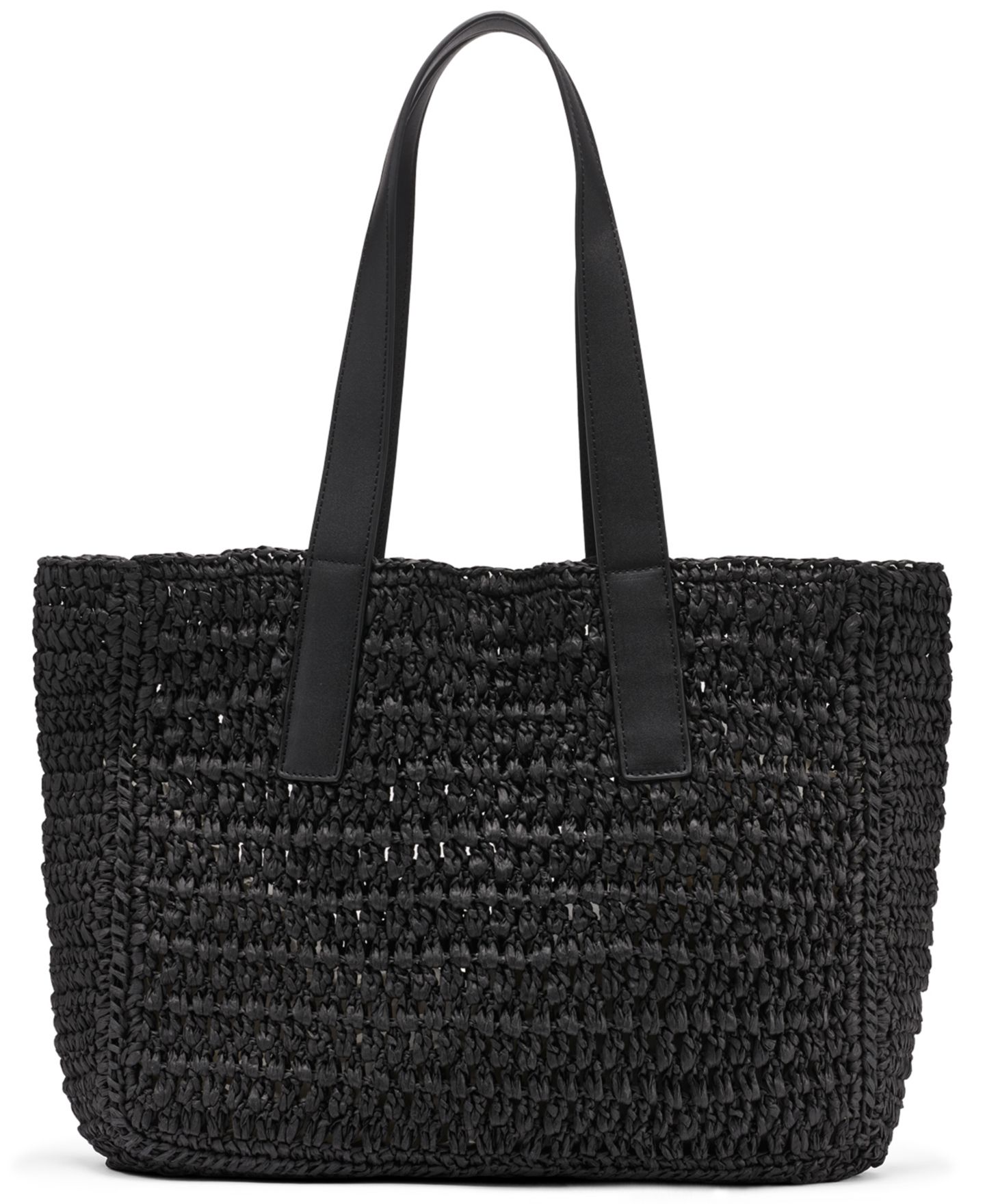 Женская сумка Calvin Klein Joan Raffia Tote with Interior Pouch, цвет: Чёрный — фото 2