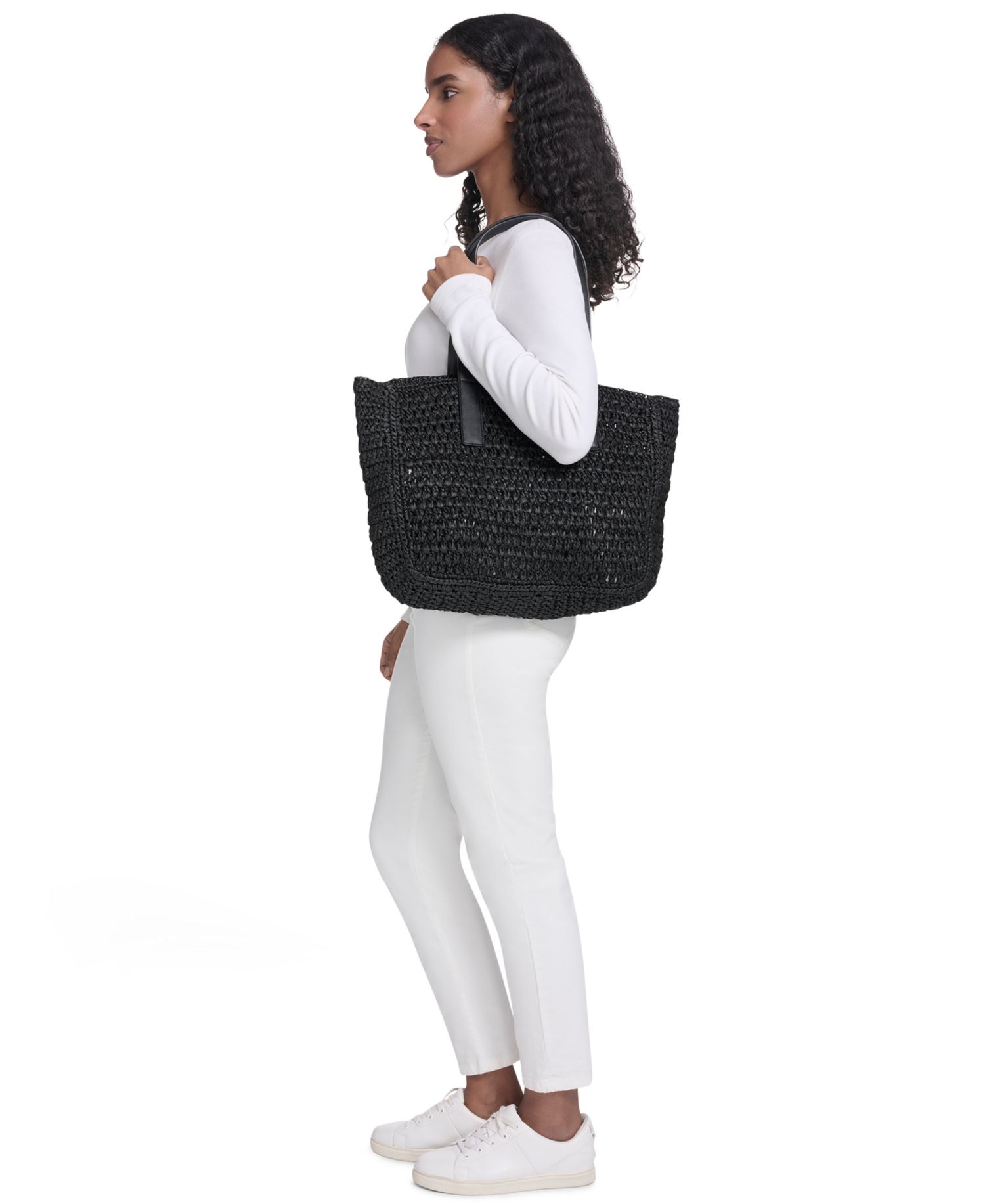 Joan Raffia Tote with Interior Pouch