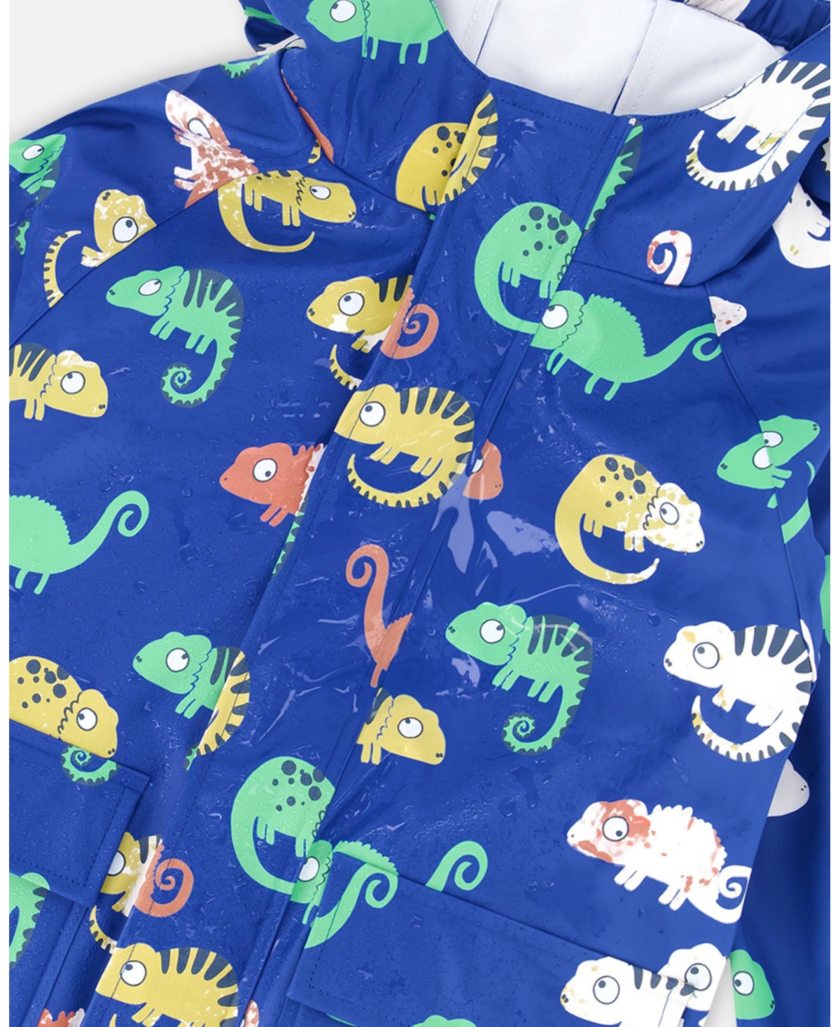 Deux par Baby Boys Rain One-Piece Polyurethane Blue Chameleon Print