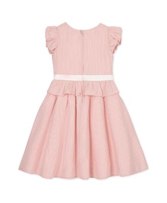 Little Girls Organic Seersucker Ruffle Sleeve Peplum Dress