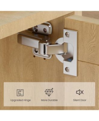 5 Tier Bookshelf, Boho Bookcase with Rattan Doors, Wooden Bookcase and Bookshelf with Storage, Tall Book Stand, Large Bookshelf for Living Room