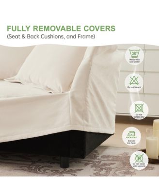 Set of 2 Armchair with Removable Cushions, Single Seat Couch Sofa, Deep Seat Accent Chair Set with 2 Large Pillows