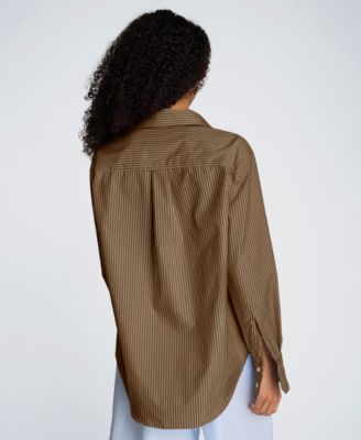 Women's Striped Woven Collared Top