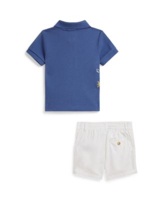 Baby Boys' Embroidered Mesh Polo Shirt and Shorts, 2-Piece Set