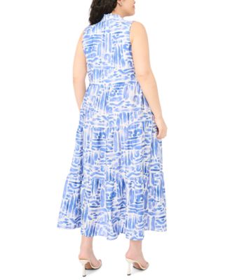 Plus Size Tiered Split Neck Maxi Dress