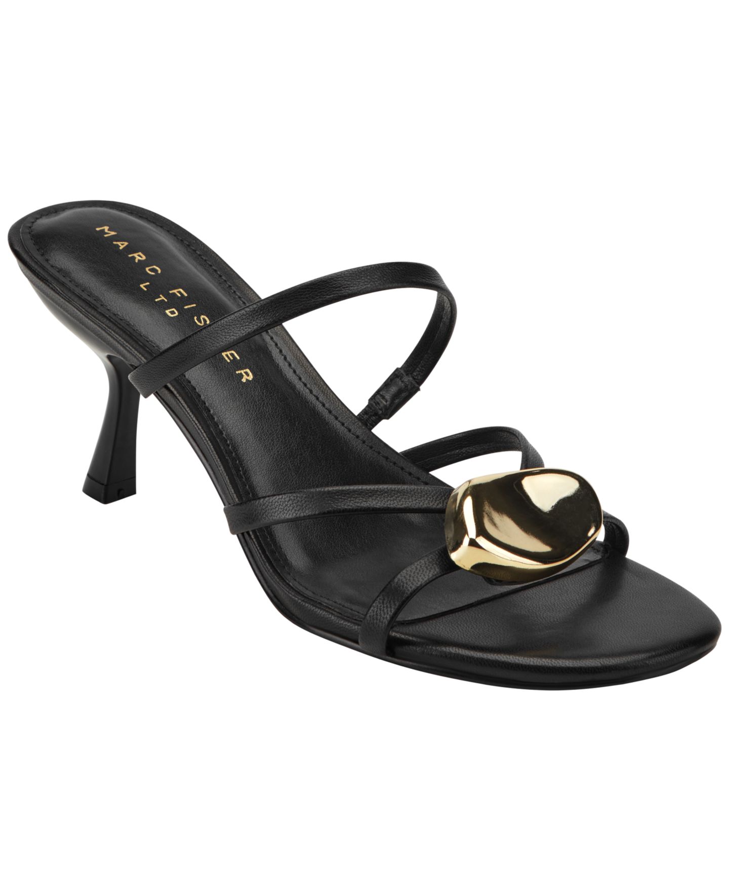 Женские сандалии Marc Fisher LTD Natesa Ornamented Strappy Leather Dress Sandals, цвет: Чёрный кожаный — фото 1