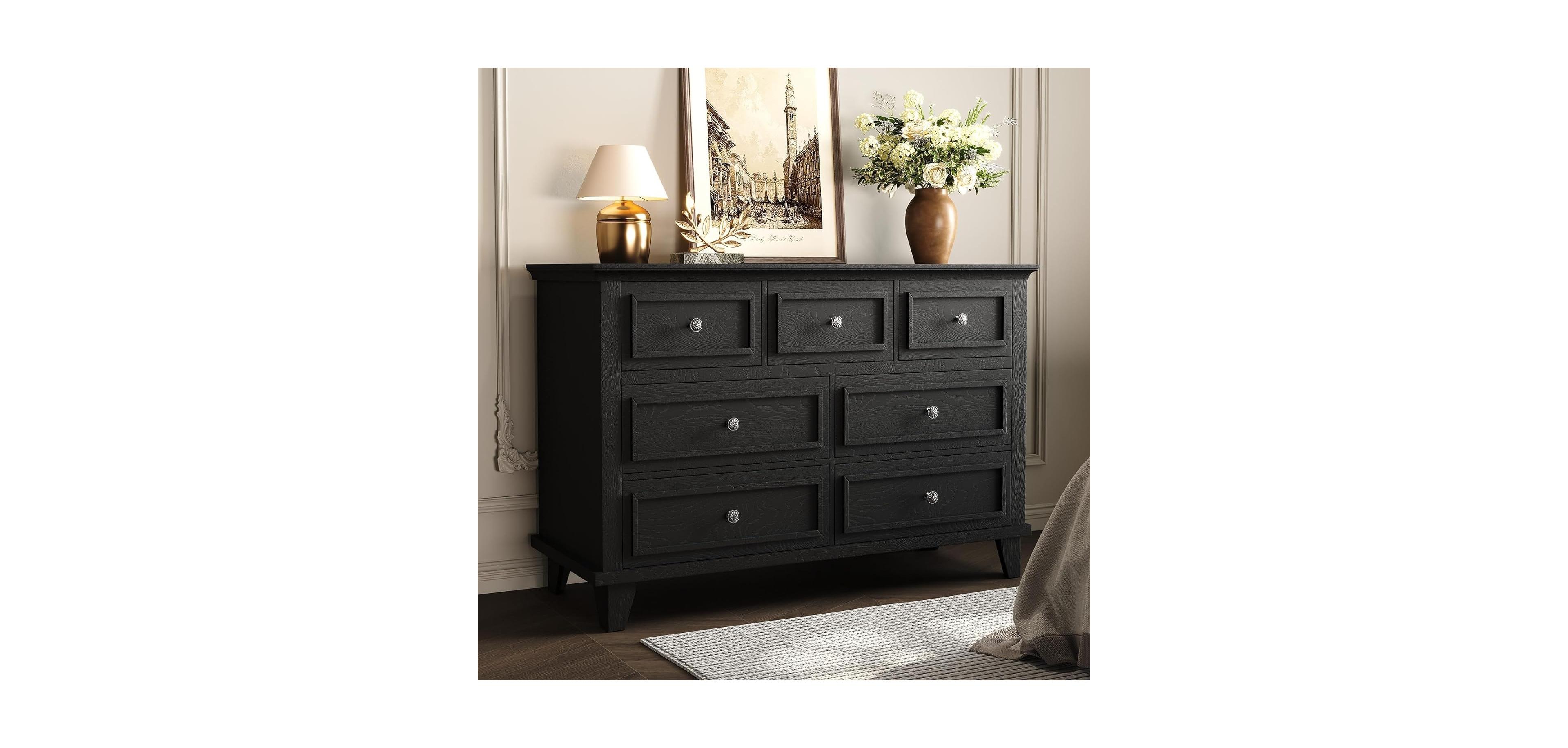 gaomon 7 Drawer Dresser for Bedroom, 47" W Chest of Drawers with Deep Drawers, Closet Dressers with Metal Handle, Thickened Desktop