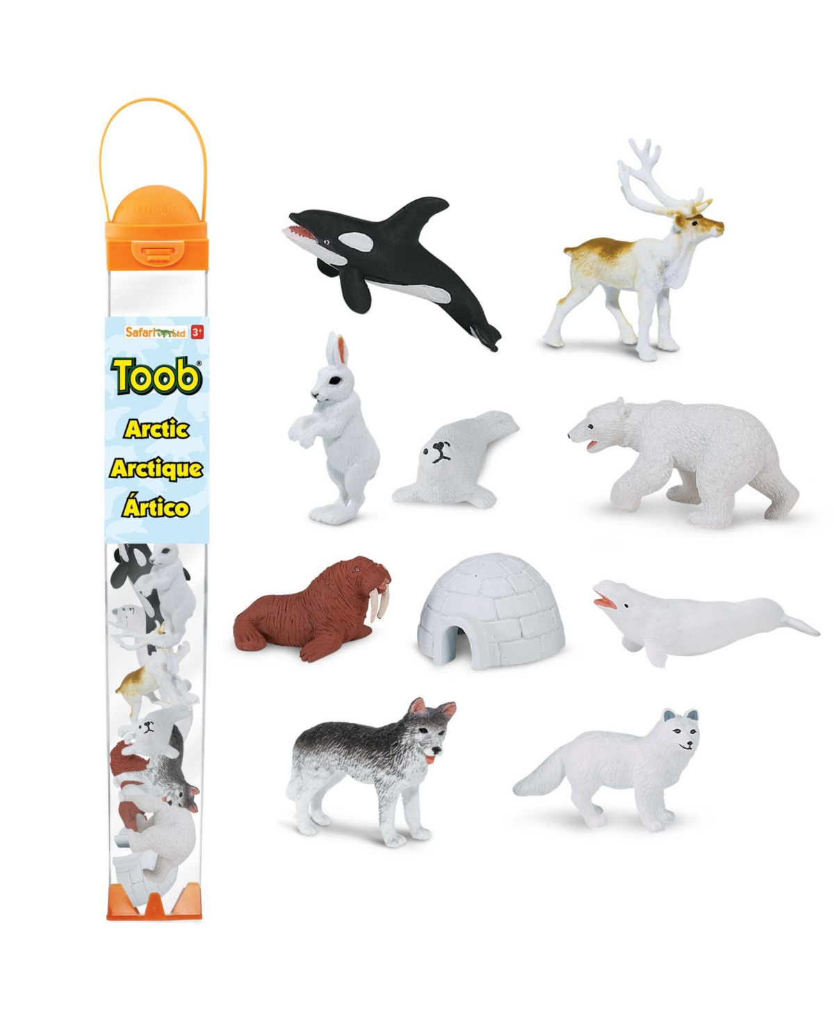 Safari Ltd. Hand-Painted Mini Arctic Animal Figurines Including Polar Bear, Arctic Fox, Husky & Beluga Whale