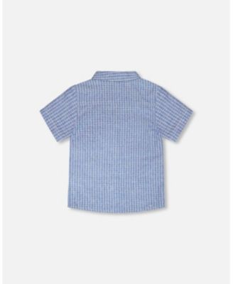 Big Boys Printed Chambray Short-Sleeve Shirt Blue Denim Stripes