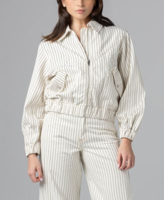 Women's Rail Road Stripe Collared Bomber Jacket