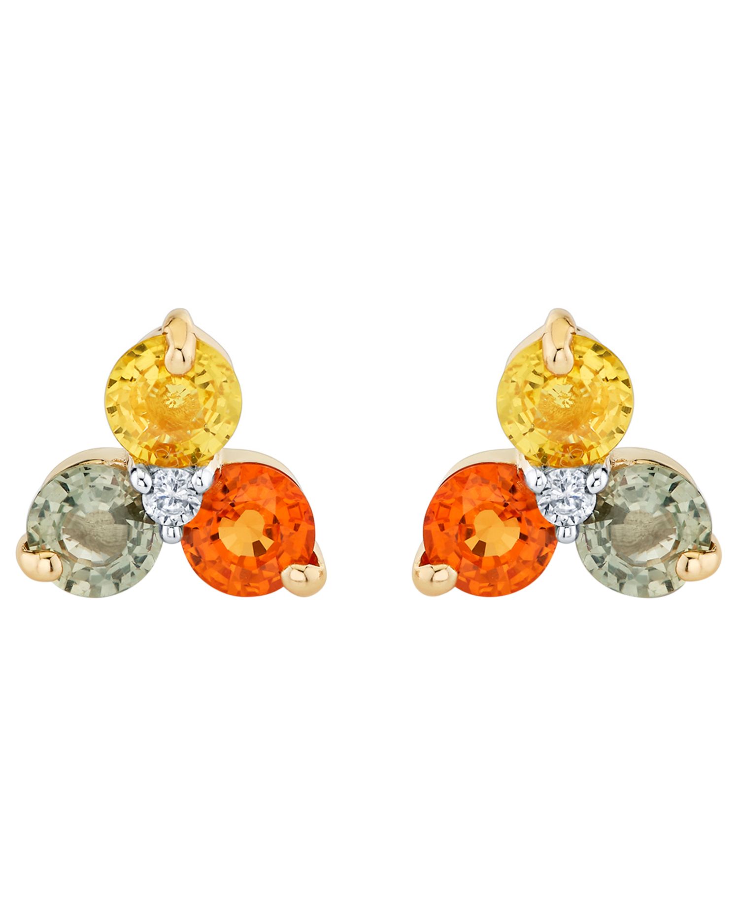 Multi-Sapphire (1-7/8 ct. t.w.) and Diamond Accent Stud Earrings in 14k Yellow Gold