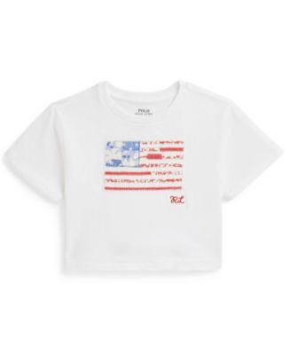 Polo Ralph Lauren Girls' 2-6X Floral Flag Crewneck Jersey Boxy T