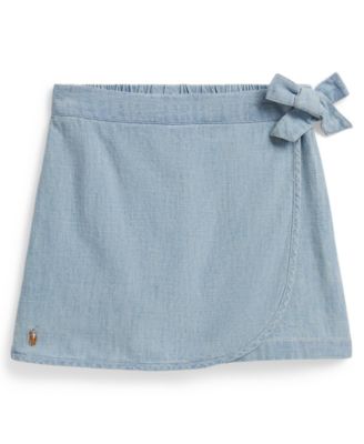 Girls' 2T-6X Chambray Faux-Wrap Skort