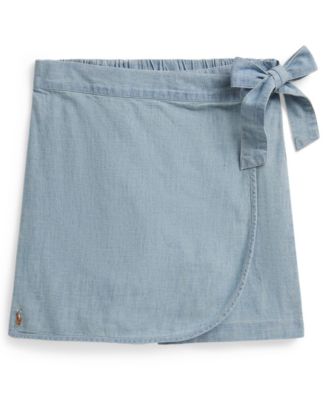 Girls' 7-16 Indigo Chambray Wrap Skort