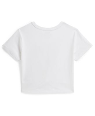 Girls' 7-16 Logo Knot-Front Crewneck Boxy T-Shirt