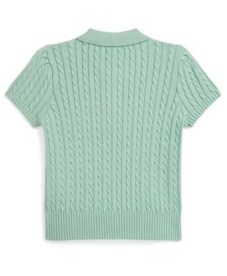 Girls' 2-6X Mini-Cable Two-Button Placket Polo Sweater