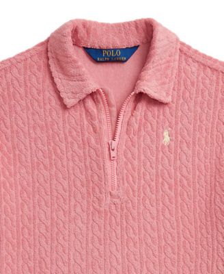 Girls' 2-6X Cable Terry Quarter-Zip Polo Dress