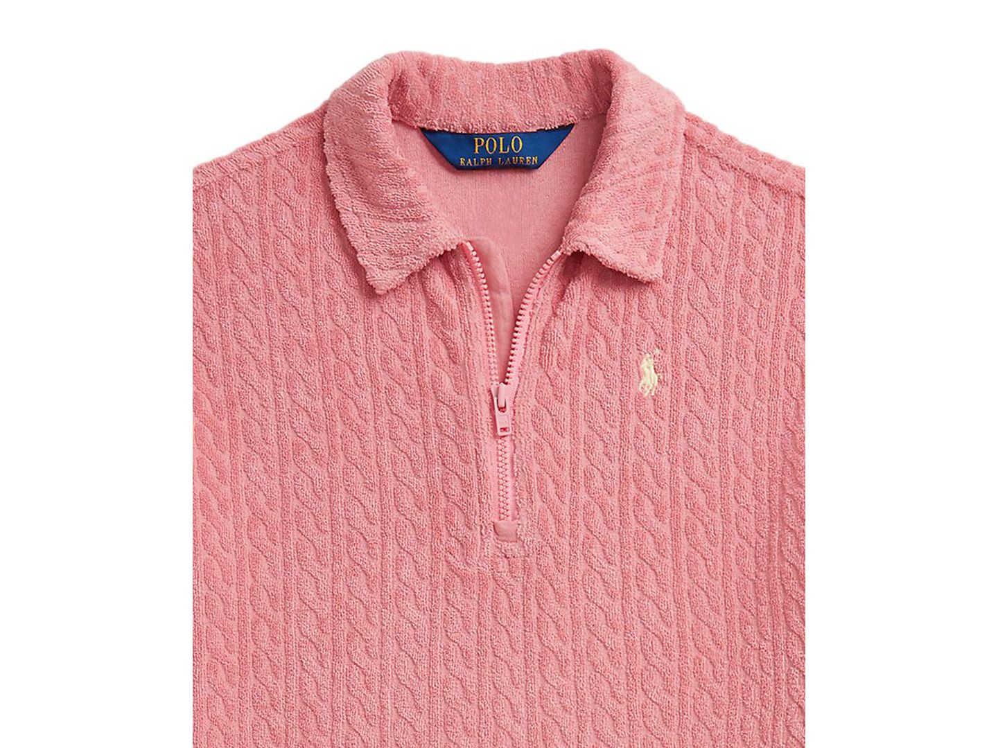 Платье Polo Ralph Lauren Cable Terry Quarter-Zip Polo Dress для девочек, цвет: Пустынный розовый — фото 3