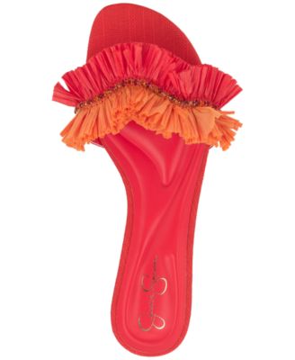 Women's Danive Raffia Fringe Flat Slide Sandals