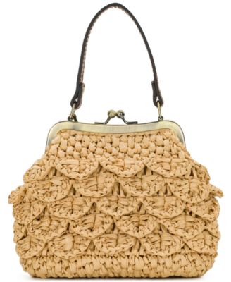Laureana Scalloped Raffia Mini Crossbody Bag