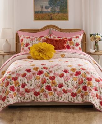 Breeze Modern Floral 3-Pc. Quilt Set, Full/Queen