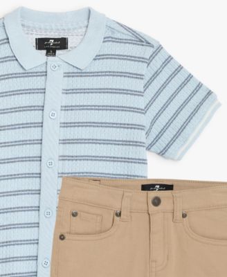 Baby Boys' Striped Polo Shirt and Twill Shorts, 2-Piece Set