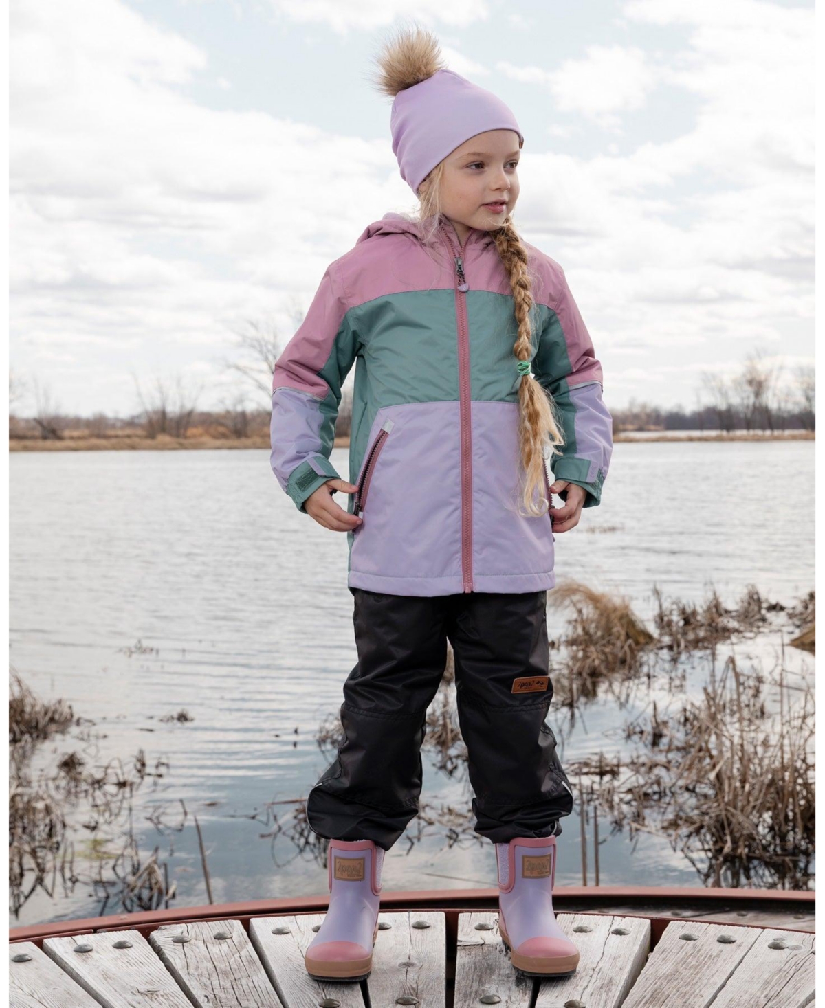 Deux par Toddler Girls Two-Piece Mid-Season Outerwear Set Mauve Colorblock