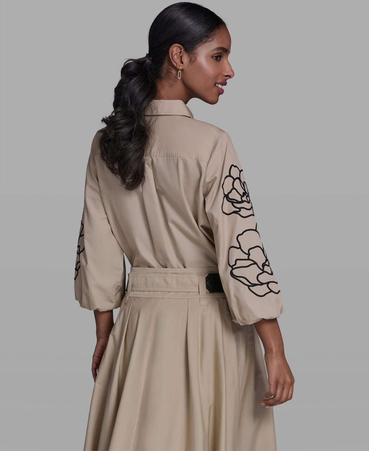 Karl Lagerfeld Paris Women's Floral Detailed Collared Blouse