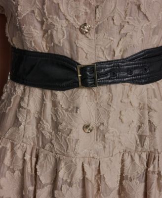 Women's Burnout Square Neck Belt Dress