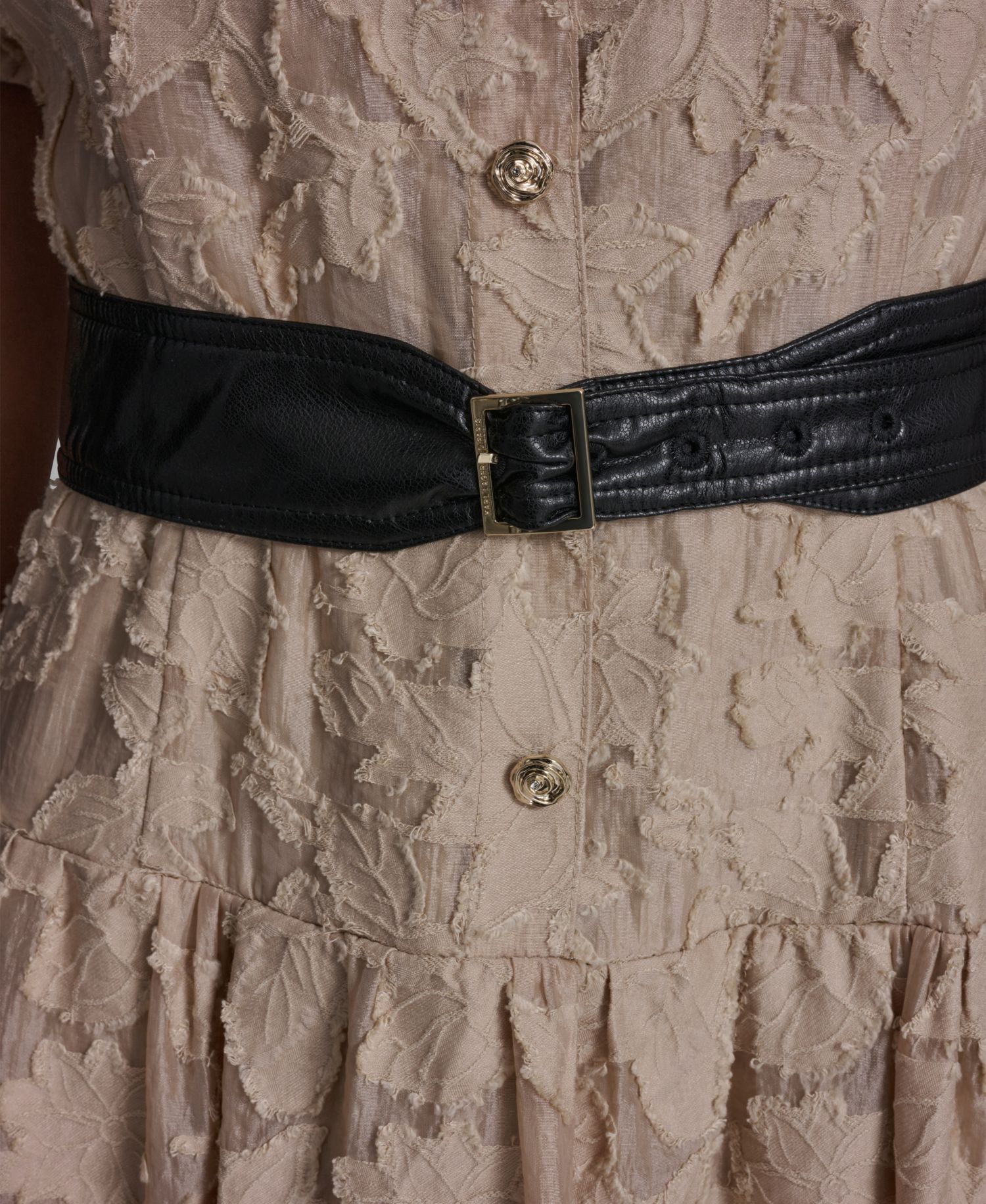 Women's Floral Lace Drop-Waist Belted Dress