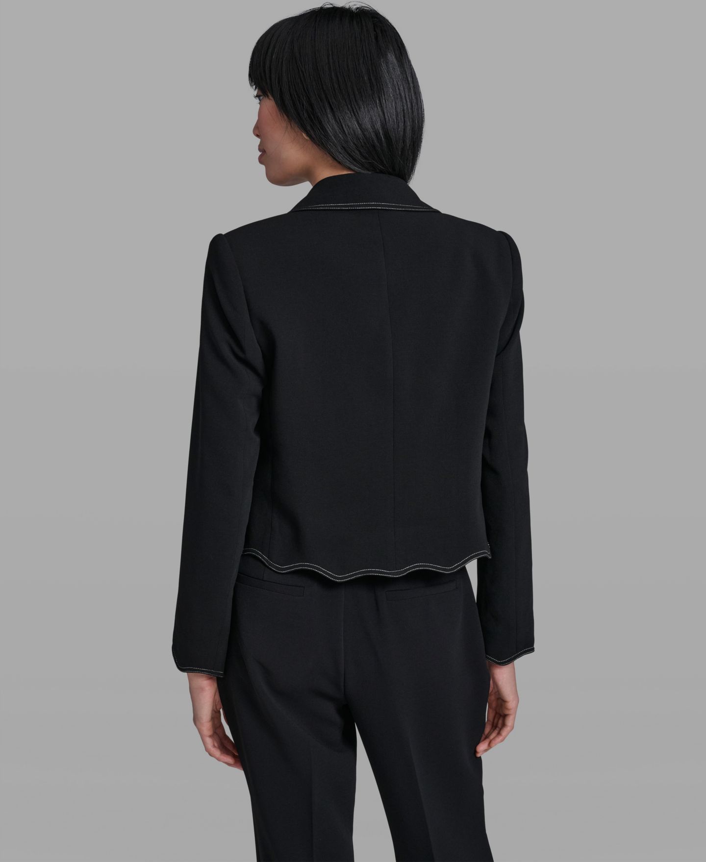 Женская куртка KARL LAGERFELD PARIS Collared Long-Sleeve Jacket, цвет: Чёрный — фото 4