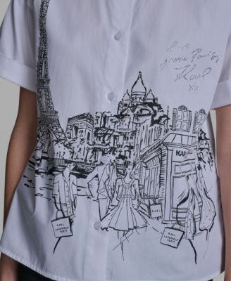 Women's Collared Short-Sleeve Poplin Shirt