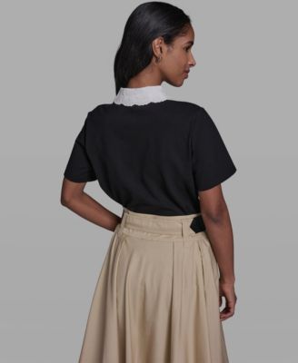 Women's Collared Short-Sleeve Blouse Top